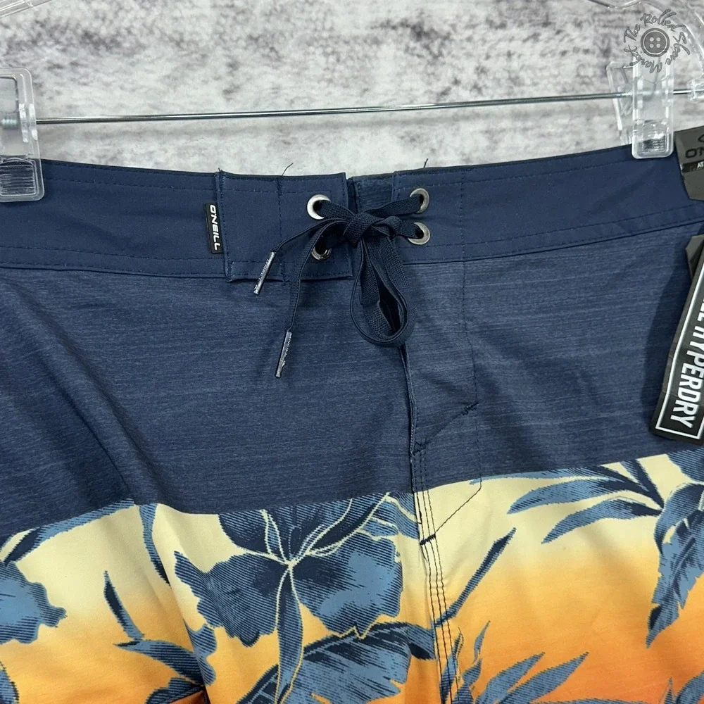 NWT O'Neill Hyperfreak Board Shorts‎ 30 Navy Orange Blue Knee Length 20